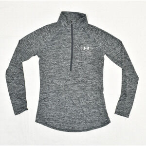 Under Armour Women's 1/4 Zip Sweatshirt Loose Heatgear Polyester Gray Size M